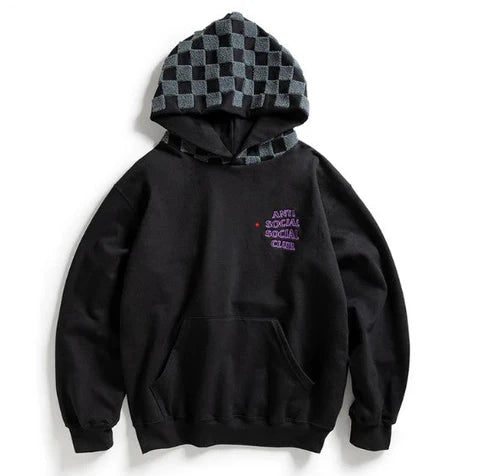 Anti Social Club Checkered Black Hoodie