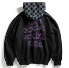 Anti Social Club Checkered Black Hoodie