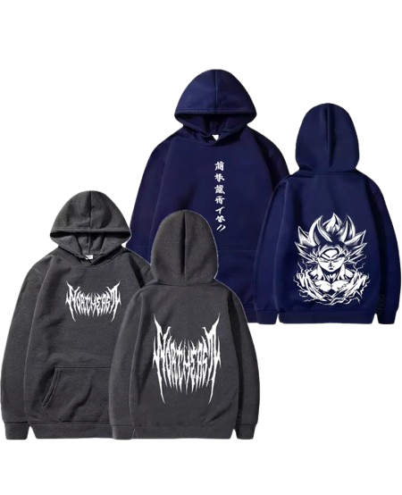 Gray & Blue Digital Printed Hoodies 2 Pack Offer